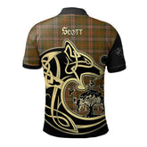 Clan Scott Brown Modern Tartan Polo Shirt Viking Wolf HR80 Scott Brown Modern Tartan Tartan Polo